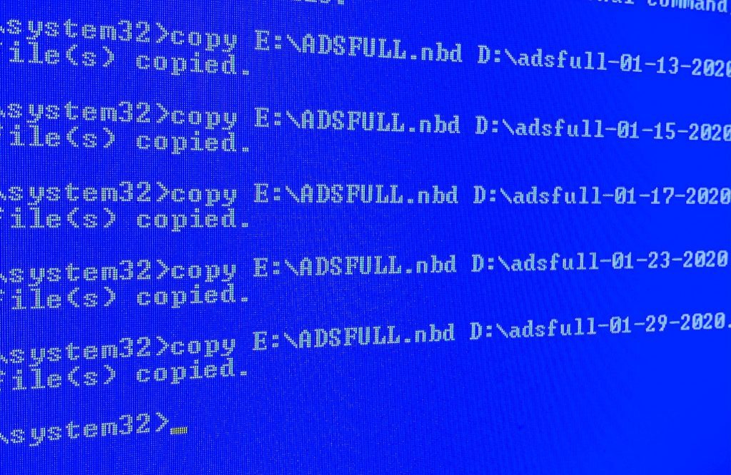 Microsoft Windows terminal screen