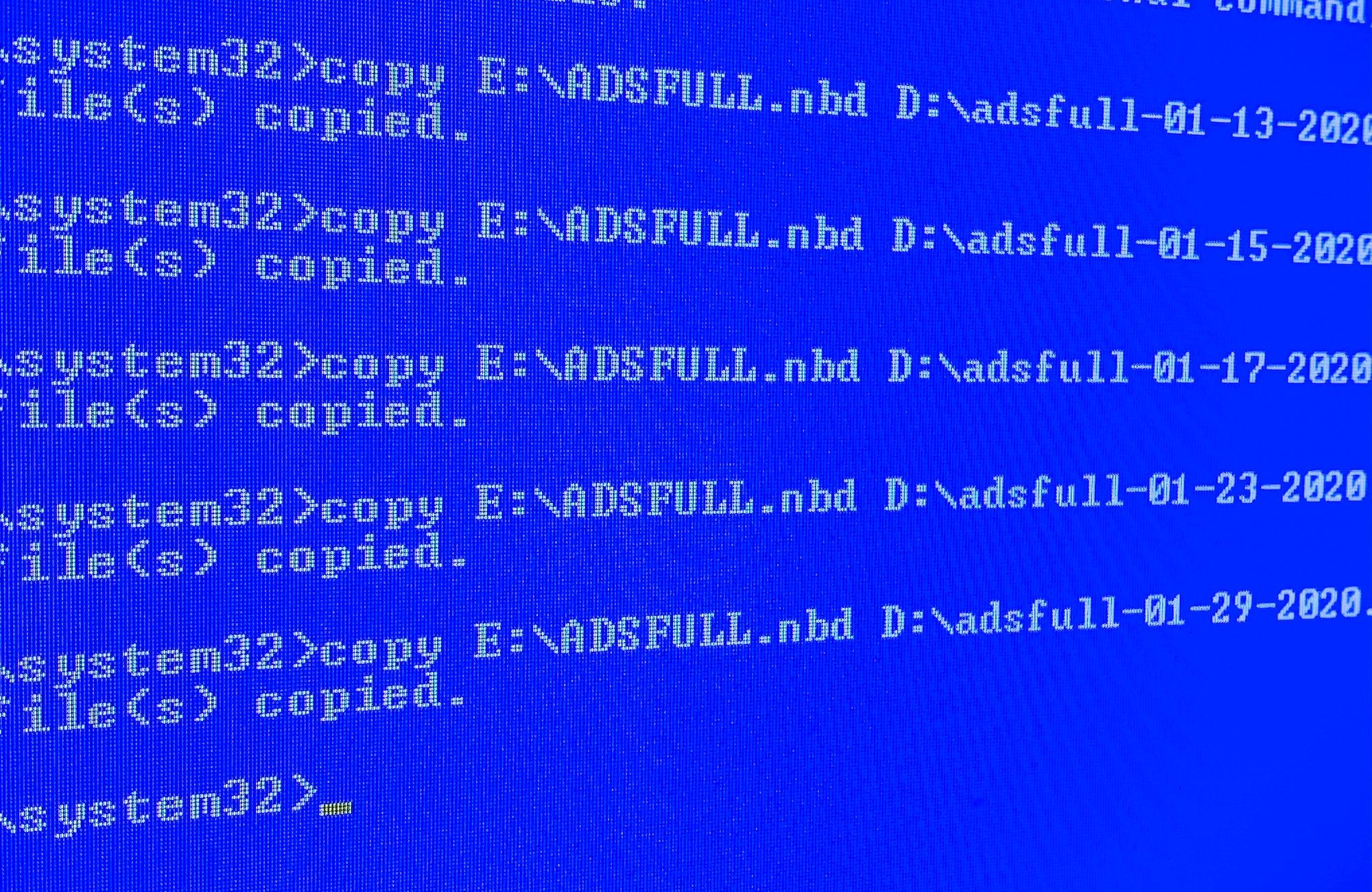 Microsoft Windows terminal screen