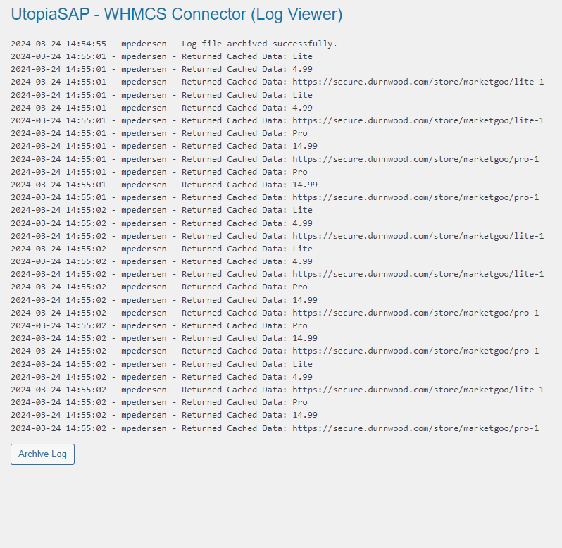 WHMCS Connector Logging